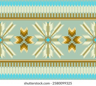 a digital design with intricate symmetrical patterns, incorporating feathers, geometric shapes, and earthy tones.  It reflects a tribal aesthetic. Vector geometric ethnic Navajo Native American indian