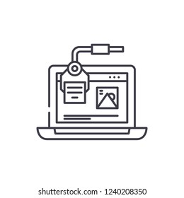 Digital design line icon concept. Digital design vector linear illustration, symbol, sign