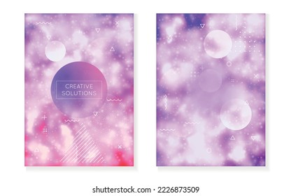 Digitales Design. Science Dots. Soft Business Magazine. Abstraktes Muster. Space Banner. Farbverlauf-Form. Einflieger. Blaues Retro-Fluid. violettes digitales Design