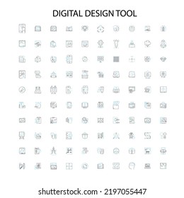 Digital Design Tool Icons, Signs, Outline Symbols, Concept Linear Illustration Line Collection