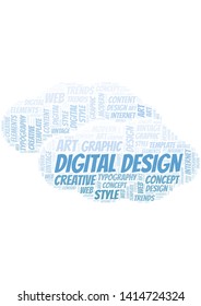 Digital Design word cloud. Wordcloud made with text only.
