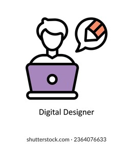 Digital Designer vector Filled outline Icon Design illustration. Graphic Design Symbol on White background EPS 10 File
