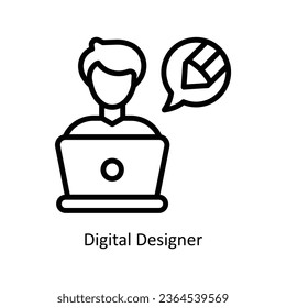 Digital Designer vector  outline Icon Design illustration. Graphic Design Symbol on White background EPS 10 File
