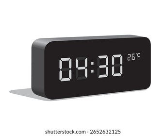 Digital Desk Clock Show 04:30 and Temperature Display in Celsius, realistic vector illustration isolated, eps