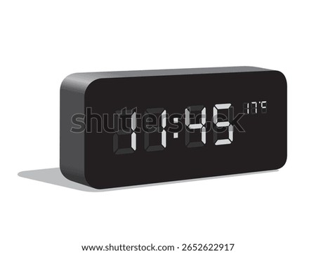 Digital Desk Clock Show 11.45 and Temperature Display in Celsius, realistic vector illustration isolated, eps