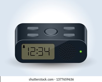 Digital desktop clock realistic vector icon