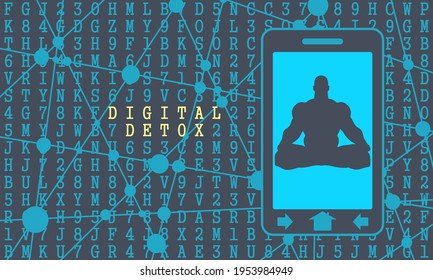 Digital detox concept illustration. Addiction of devices