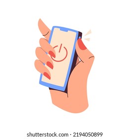 Digital Detox Concept. Social media Detox. Life without gadgets. Internet addiction. Habit of using Gadgets, Internet, Social network. Trendy Vector Illustration. Hand turns off the smartphone.