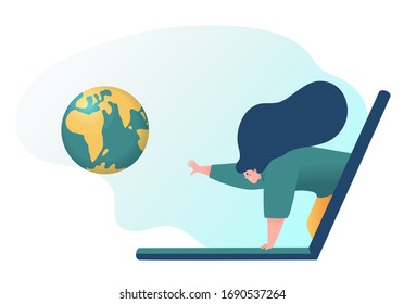 Desintoxicación digital - ilustración vectorial conceptual. Una idea de desconexión de gadgets, estilo de vida saludable, escape de internet y adicción a los medios digitales.