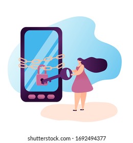 Digital detox - concept vector illustration. An idea of gadget disconnecting, healthy lifestyle, escape from internet and digital media addiction.