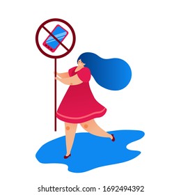 Digital detox - concept vector illustration. An idea of gadget disconnecting, healthy lifestyle, escape from internet and digital media addiction.
