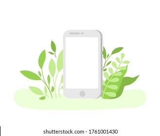 Digital detox and disconnect - empty mobile phones screen with copy space for text, turned off device or gadget. Freedom from smartphones, social media, internet, information - vector