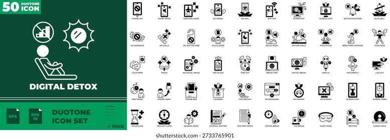 Digital Detox Duotone  Editable Icons set