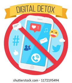 Digital Detox Flat Design Icon