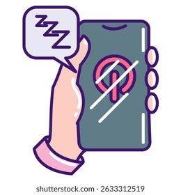 Digital Detox icon represented by off the smartphone Lineal Color style.