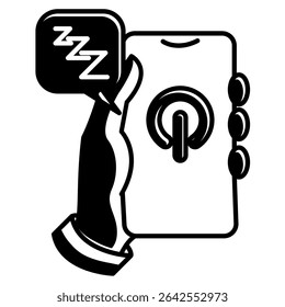 Digital Detox icon represented by off the smartphone Black Filled style.