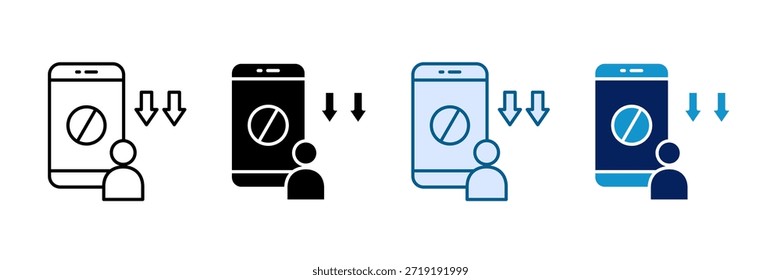 Conjunto de iconos de desintoxicación digital Colección de estilo múltiple