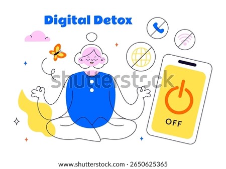 Digital Detox Illustration Featuring Embracing Life Without Digital Devices, Offline Leisure Activities, and Relaxing Without Internet Connections