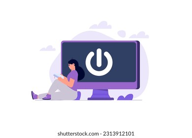 Digital detox, internet addiction concept. Vector illustration.
