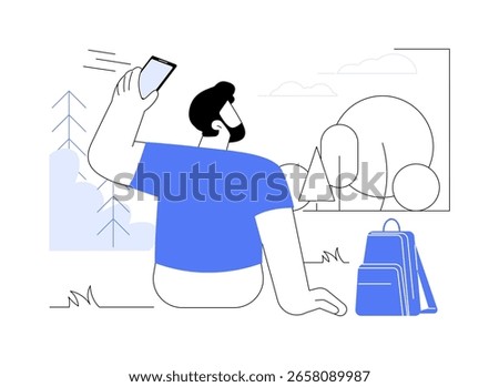 Digital detox isolated cartoon vector illustrations. Man sitting outdoor and throwing away the phone, digital life detox, break from gadgets and social media, say devices no vector cartoon.