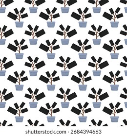 Desintoxicação digital padrão sem emenda para fundos livres de tecnologia com smartphones em vaso como plantas simbólicas