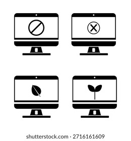 Digital Detox Smart Computer Black Vector Icon - Taking a break from social media for mental health