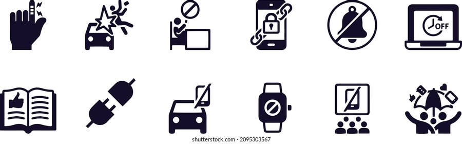 Digital Detox , Social Addict Concept Iconos de diseño vectorial 