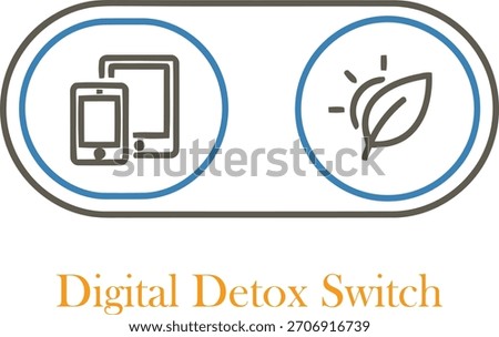 Digital detox switch concept with mobile devices and a nature leaf icon for well-being