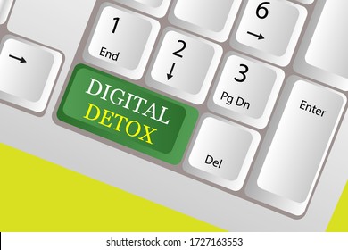 Digitale Entgiftung.Tastatur-Taste mit dem Label. Die Idee, ein Gadget zu deaktivieren, ein gesunder Lebensstil, das Internet zu verlassen, und abhängig von digitalen Medien.