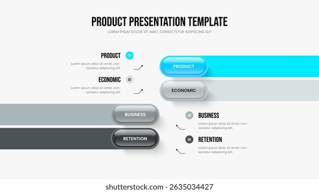 Digital Development 4 Element Infographic Slideshow Layout. Enterprise Forecast Slide Design Vector Illustration. Company Plan Four Step Diagram Presentation Template.
