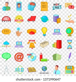Digital development icons set. Cartoon style of 36 digital development vector icons for web for any design