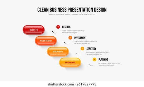 Digital Development Slide Design Vector Illustration. Creative Forecast Four Option Diagram Frame Layout. Modern Portfolio 4 Element Infographic Slideshow Template.