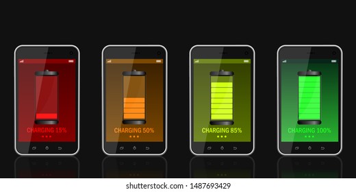 Digital device charging vector design illustration isolated on black background