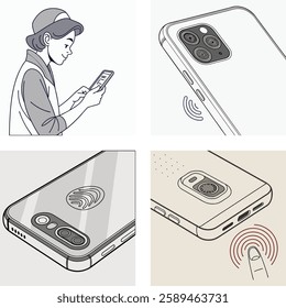 Digital Device Illustrations Woman Using Mobile Phone Vector



