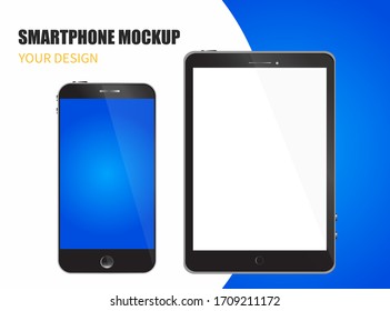 Digital device mockup set. Vector Illustration, eps 10