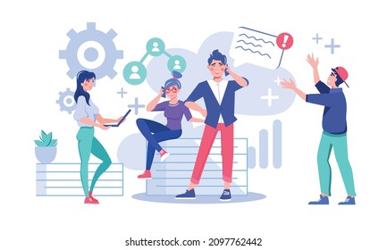 Digital device user using laptop, mobile phone, online chat for business communication flat vector illustration. Browsing, internet surfing, public access, corporate network concept