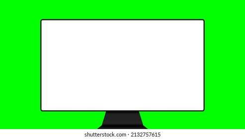 Digital device vector illustration isolated on green chromakey background. 4K or full HD resolution proportions. Trendy realistic thin frame monitor mock up with blank white screen isolated.