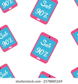 Digital devices advertising a major sale event with bright colors and prominent design elements