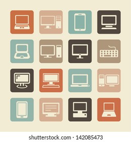 Digital devices. Computer, laptop and devices icons.