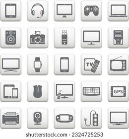 Digital devices and electronic gadgets icons set