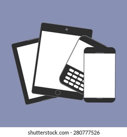 Digital devices generation trend respectively, design for web presentation in vector icon set