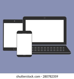 Digital devices generation trend respectively, design for web presentation in vector icon set