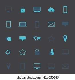 Digital devices icon set neon color