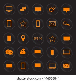 Digital devices icon set neon color