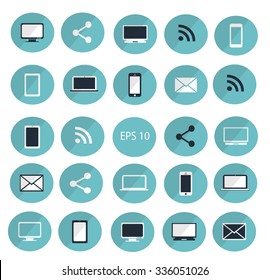 Digital devices icon set vector illustration blue