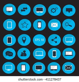 Digital devices icon set vector illustration neon color