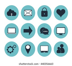 Digital devices icon set vector illustration blue