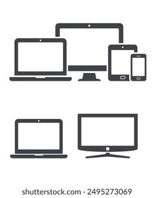 Digital devices icons stock illustration, Vector Set of Digital Devices Icons. Laptop, Tablet, Mobile, PC. stock illustration
