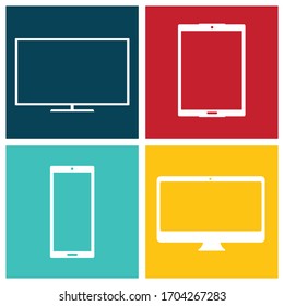 Digital Devices On Colorful Background