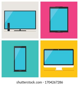 Digital Devices On Colorful Background